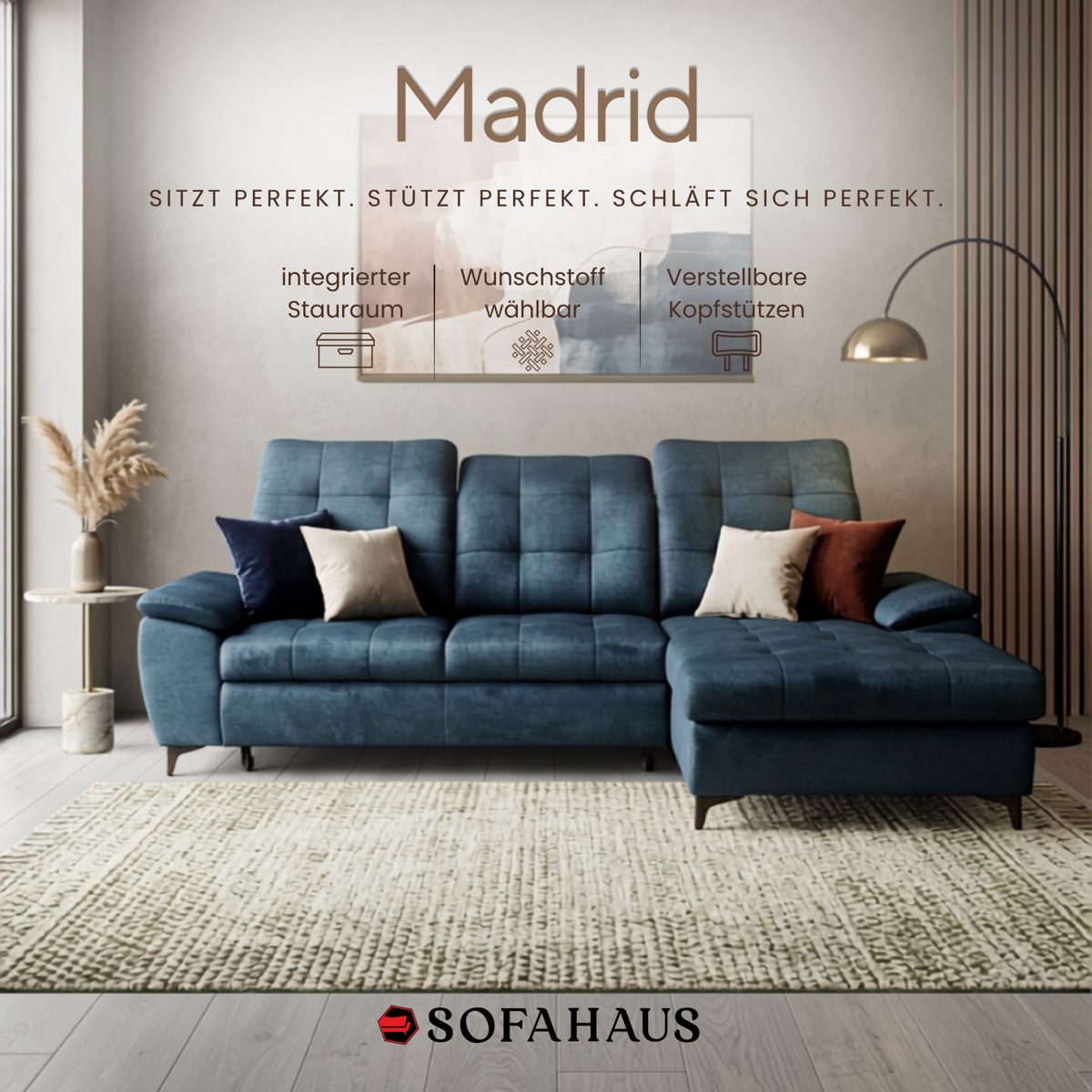 Sofa Madrid, sitzt, stützt und schläft sich perfekt