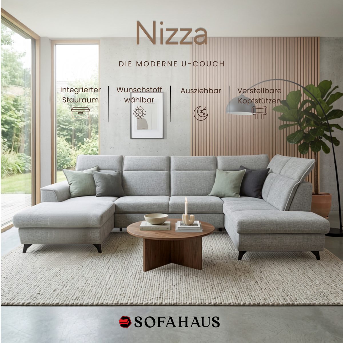 Sofa Nizza, die moderne U-Couch